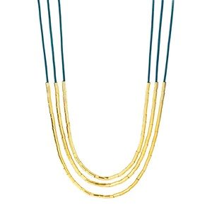 A new day multilayered teal cord necklace
